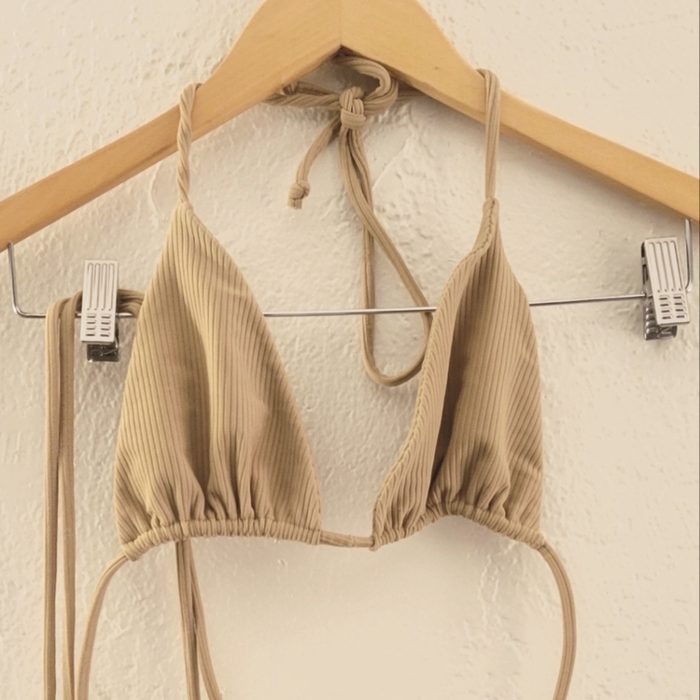 Cosmic Palms Ribbed Bikini Top Size Large